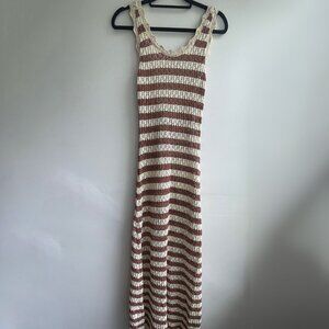 Mango Women’s Crochet Knit Sweater Stripe Maxi Dress Size S NWT